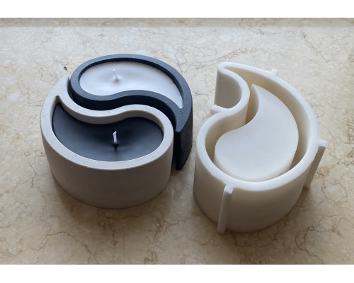 Силиконовая форма гипсового кашпо Инь и ян h=53 mm